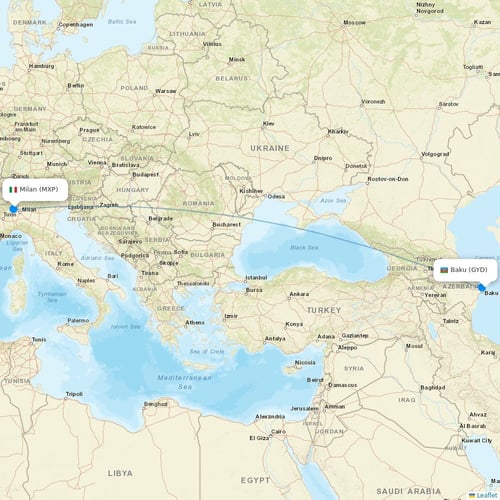 AZAL Azerbaijan Airlines flights between Baku and Milan