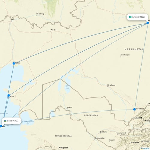 AZAL Azerbaijan Airlines flights between Baku and Astana