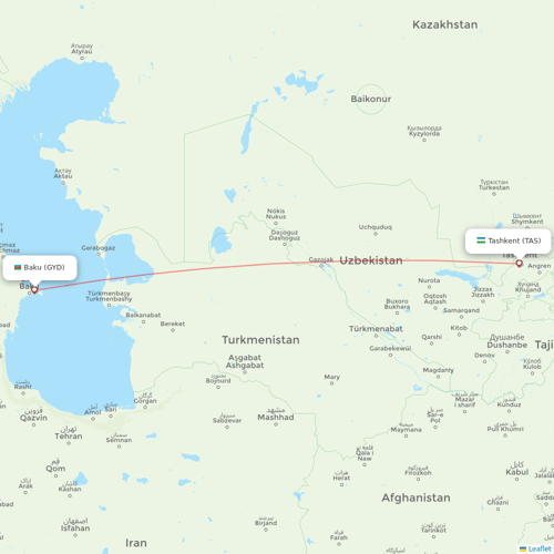 Uzbekistan Airways flights between Baku and Tashkent
