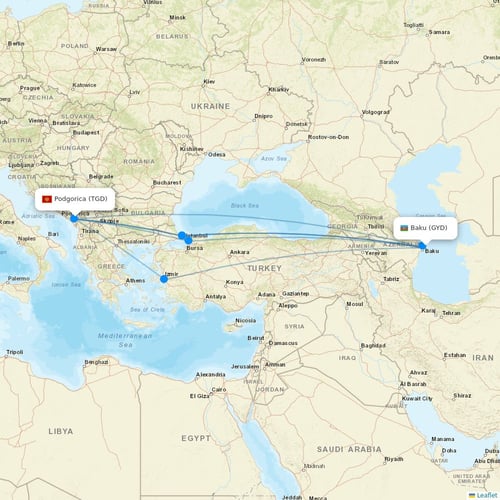 Interjet flights between Baku and Podgorica