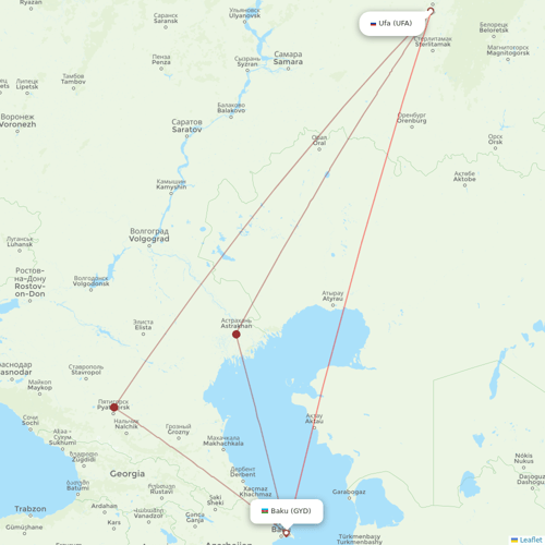 IrAero flights between Baku and Ufa