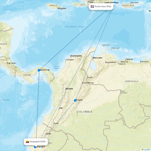 Asian Air flights between Guayaquil and Punta Cana