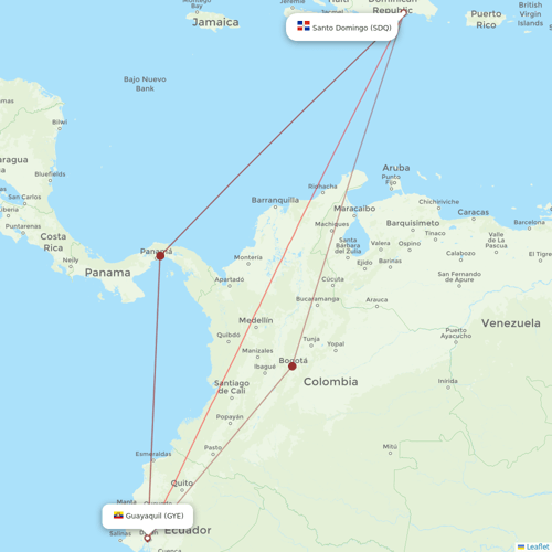 Asian Air flights between Guayaquil and Santo Domingo