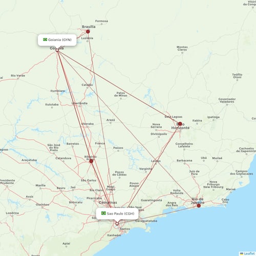Gol flights between Goiania and Sao Paulo