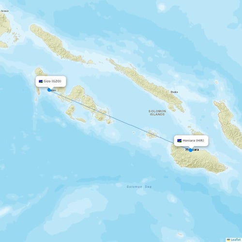 Solomon Airlines flights between Gizo and Honiara