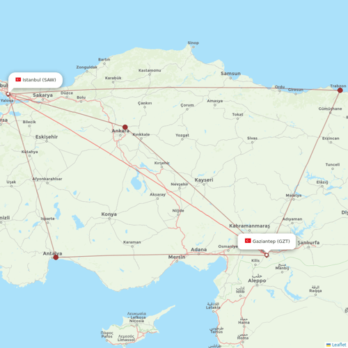 Pegasus flights between Gaziantep and Istanbul