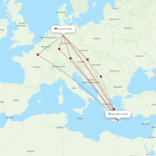 TUIfly flights between Hanover and Heraklion