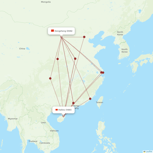 China United Airlines flights between Haikou and Dongsheng