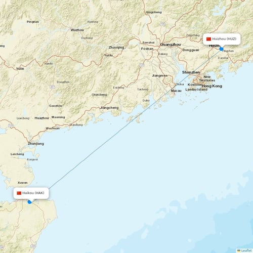 Tianjin Airlines flights between Haikou and Huizhou