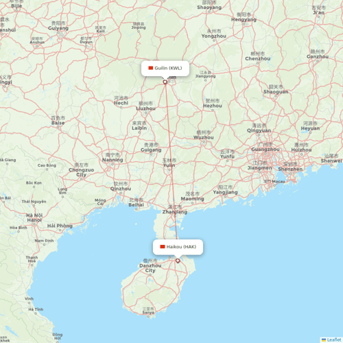 Beijing Capital Airlines flights between Haikou and Guilin