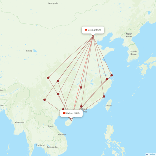 Hainan Airlines flights between Haikou and Beijing