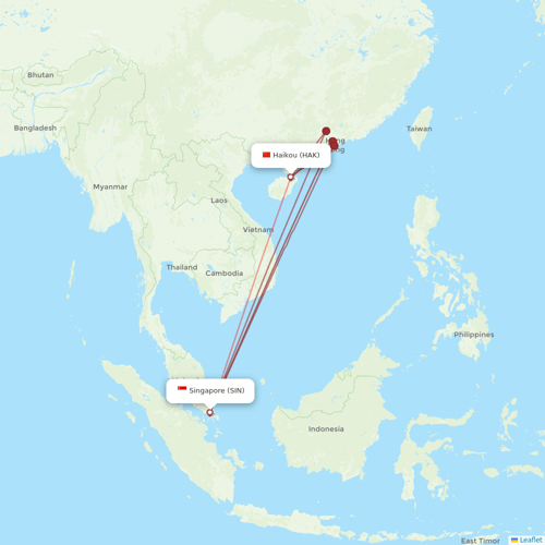 Jetstar Asia flights between Haikou and Singapore