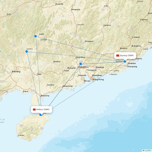 Tianjin Airlines flights between Haikou and Jieyang