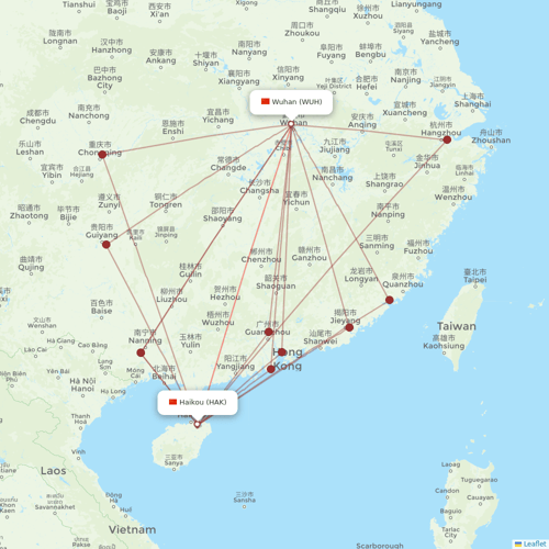 Hainan Airlines flights between Haikou and Wuhan