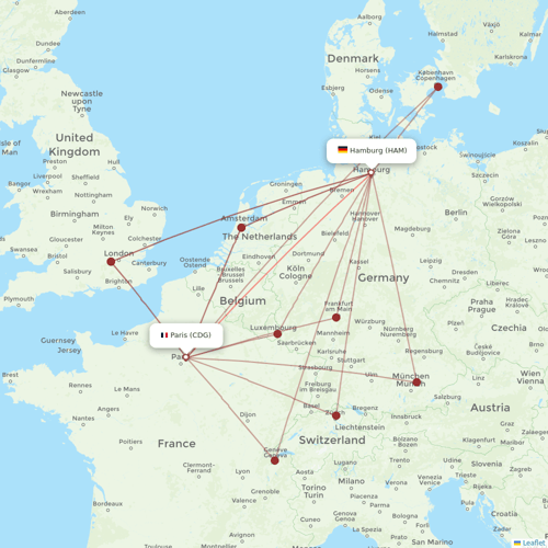 Air France flights between Hamburg and Paris