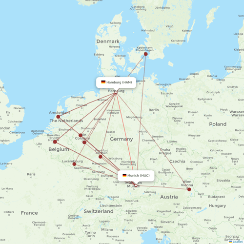 Eurowings flights between Hamburg and Munich