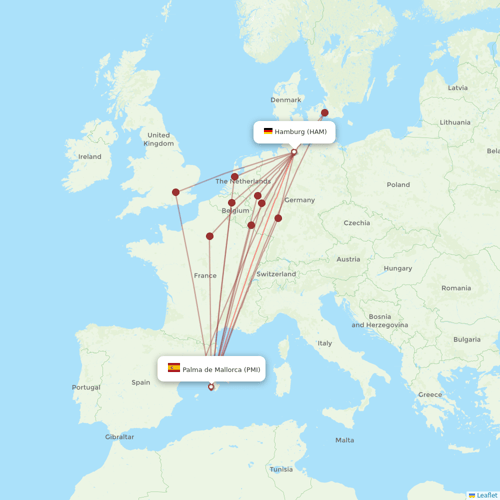 Eurowings flights between Hamburg and Palma de Mallorca