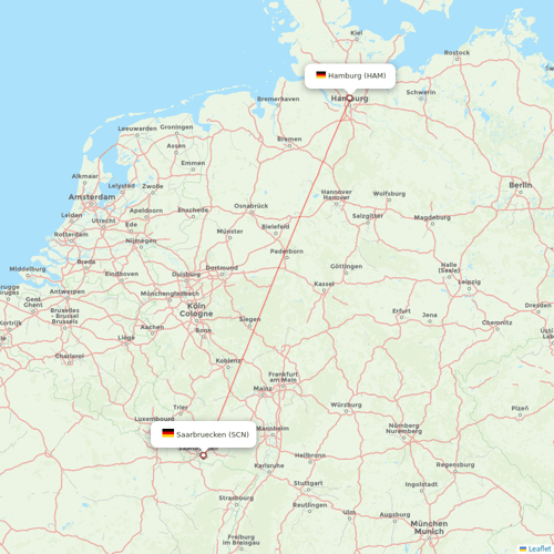 Danish Air flights between Hamburg and Saarbruecken