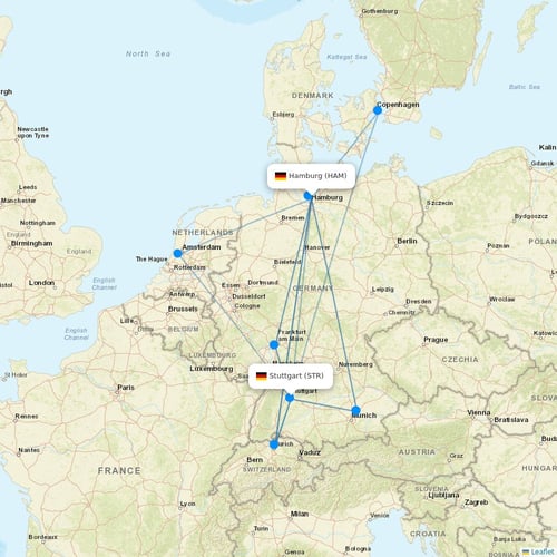 Eurowings flights between Hamburg and Stuttgart