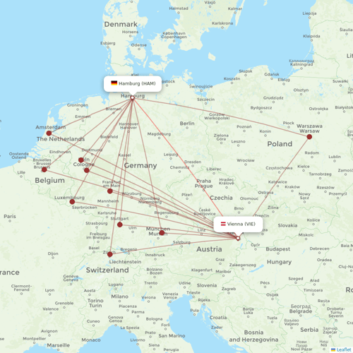 Austrian flights between Hamburg and Vienna