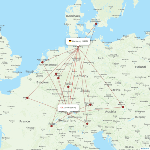 Eurowings flights between Hamburg and Zurich