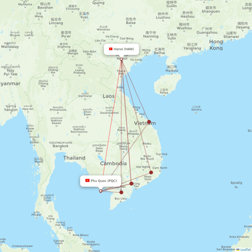 Vietnam Airlines flights between Hanoi and Phu Quoc