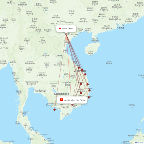 Bamboo Airways flights between Hanoi and Ho Chi Minh City