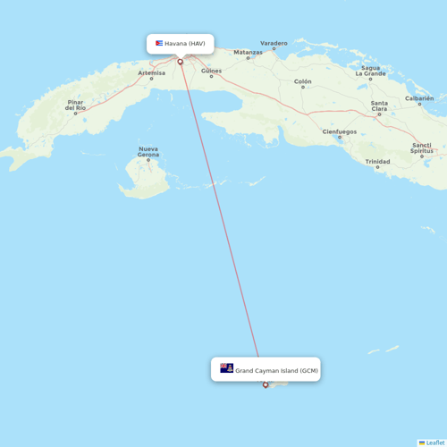 Cayman Airways flights between Havana and Grand Cayman Island