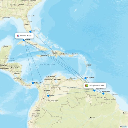 Sky High Aviation Services flights between Havana and Georgetown