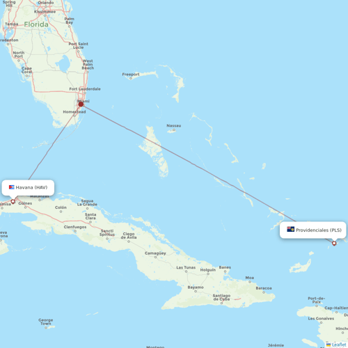 interCaribbean Airways flights between Havana and Providenciales