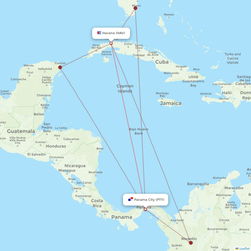 Copa Airlines flights between Havana and Panama City