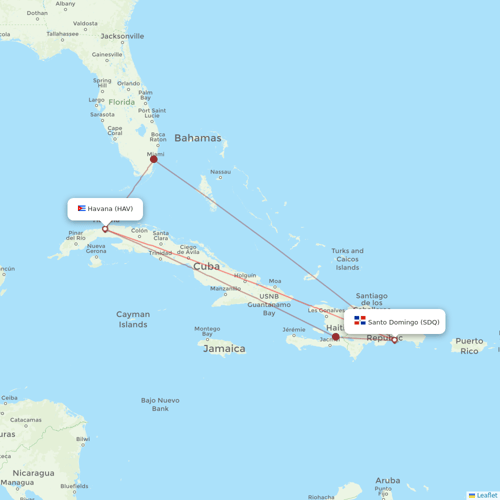 Sky High Aviation Services flights between Havana and Santo Domingo