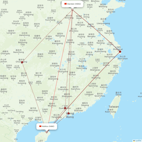 Guangxi Beibu Gulf Airlines flights between Handan and Haikou