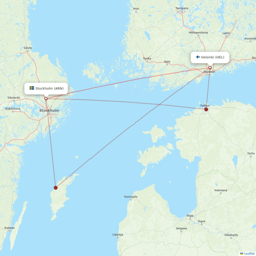 Norwegian Air Intl flights between Helsinki and Stockholm
