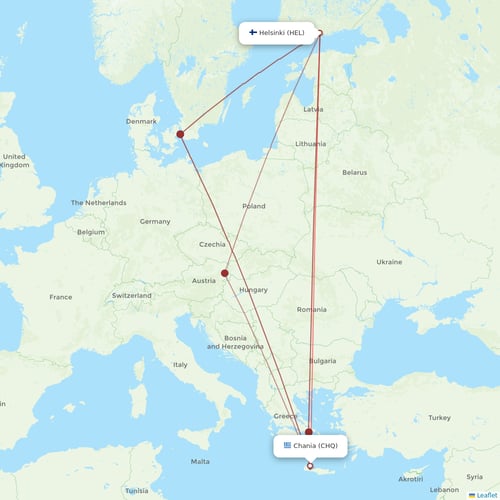 Finnair flights between Helsinki and Chania
