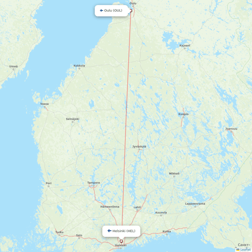 Finnair flights between Helsinki and Oulu