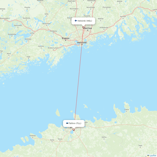 Finnair flights between Helsinki and Tallinn