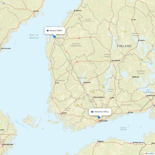 Finnair flights between Helsinki and Vaasa