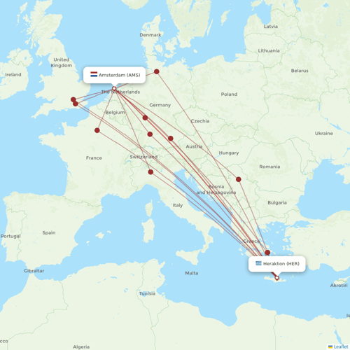 Transavia flights between Heraklion and Amsterdam
