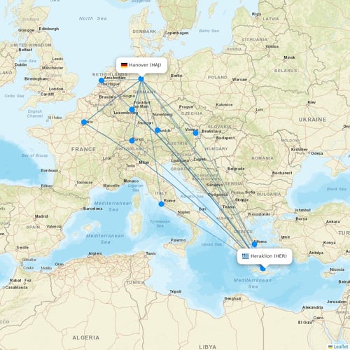 Corendon Airlines Europe flights between Heraklion and Hanover
