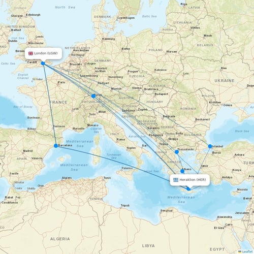 Corendon Airlines Europe flights between Heraklion and London