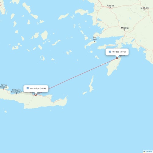 Sky Express flights between Heraklion and Rhodes