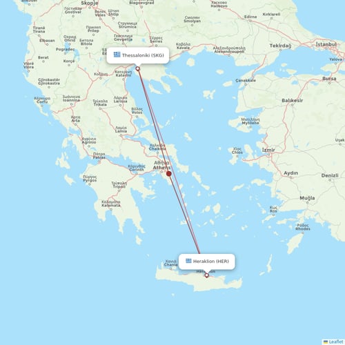 Sky Express flights between Heraklion and Thessaloniki