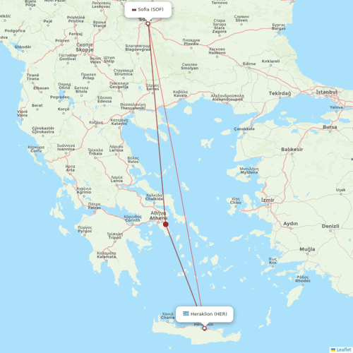 Bulgaria Air flights between Heraklion and Sofia