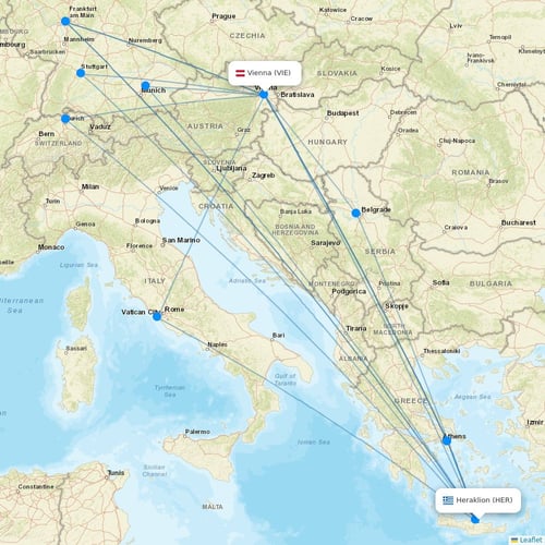 Corendon Airlines Europe flights between Heraklion and Vienna