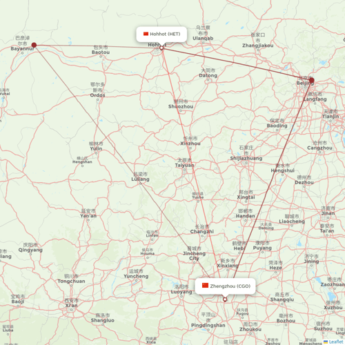 Suparna Airlines flights between Hohhot and Zhengzhou