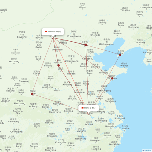 West Air (China) flights between Hohhot and Hefei