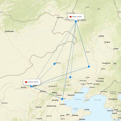 Fuzhou Airlines flights between Hohhot and Hailar