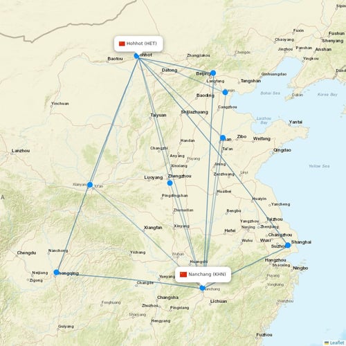 Jiangxi Airlines flights between Hohhot and Nanchang