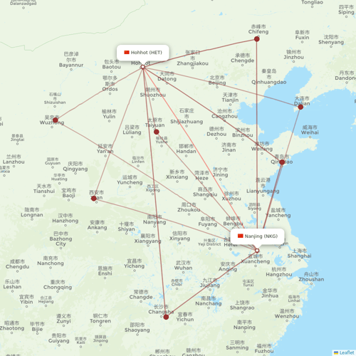 HongTu Airlines flights between Hohhot and Nanjing